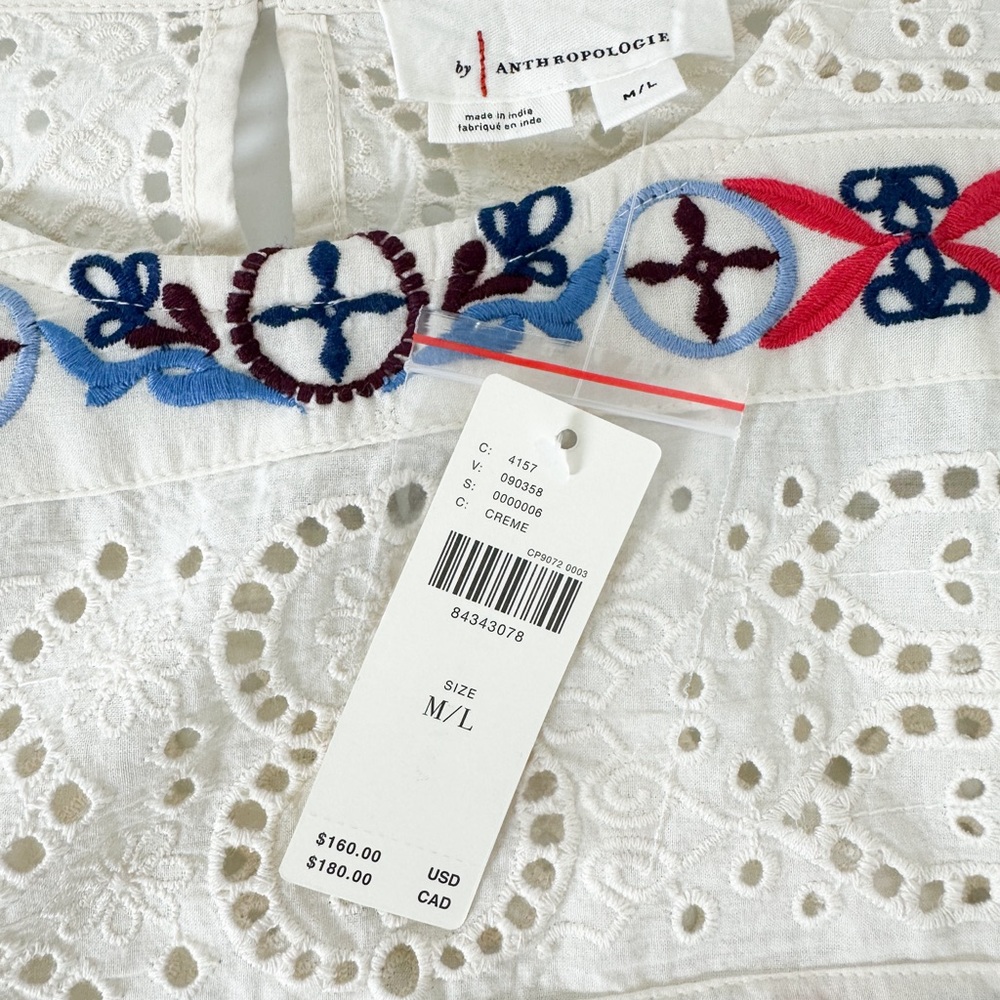 ANTHROPOLOGIE Ruffle Lace Shrug in Cream Size M/L - Picture 7 of 15